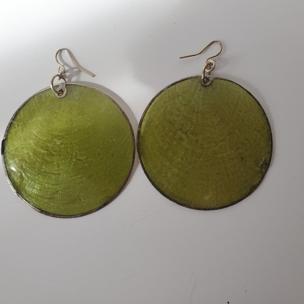 Green Shell Earrings - Picture 2 of 2